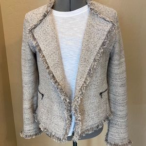 Nic+Zoe Frayed Edge Woven Gray Jacket